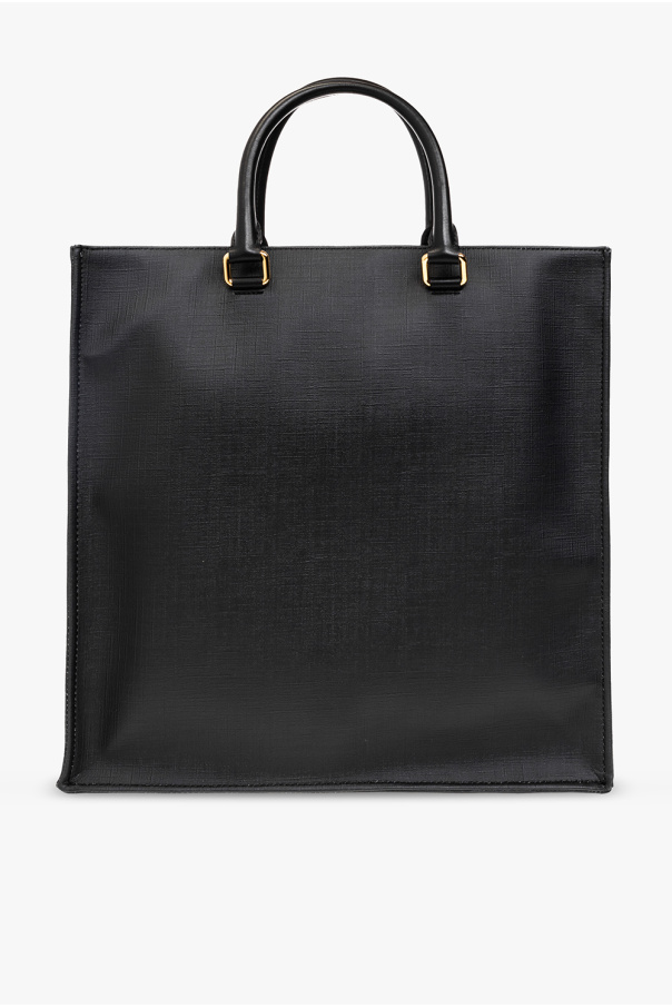 JW ANDERSON LEATHER SHOULDER BAG - Black Shopper bag with